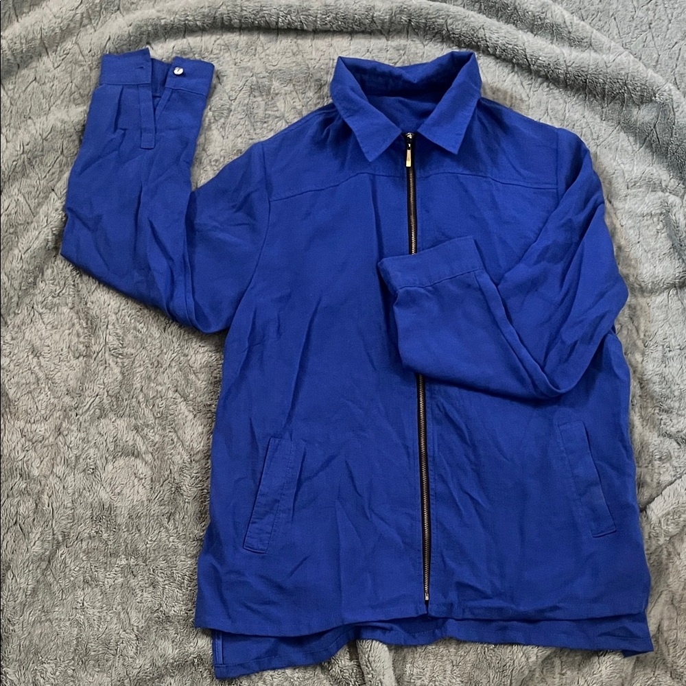Women's Royal Blue Teddy Jacket with Front Zip
